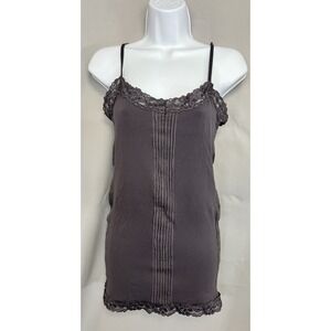 Poof Gray Tank Top Women's Lace Sz M/‎ L Y2K